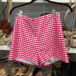 Leal daccarett pink silk gingham shorts